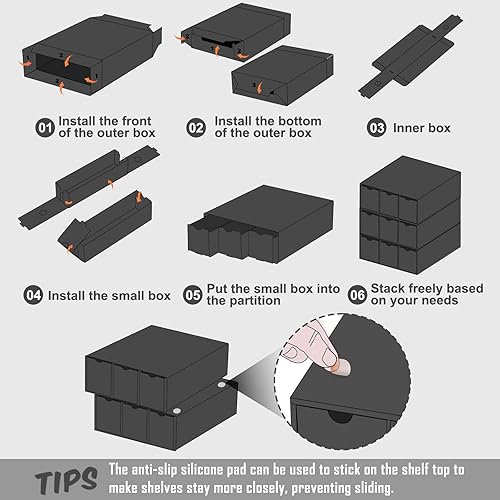 Miniatura 4 de Homthy Caja de almacenamiento de cartón comercial, paquete de 12 con 50 separadores de tarjetas, caja de almacenamiento de tarjetas de intercambio