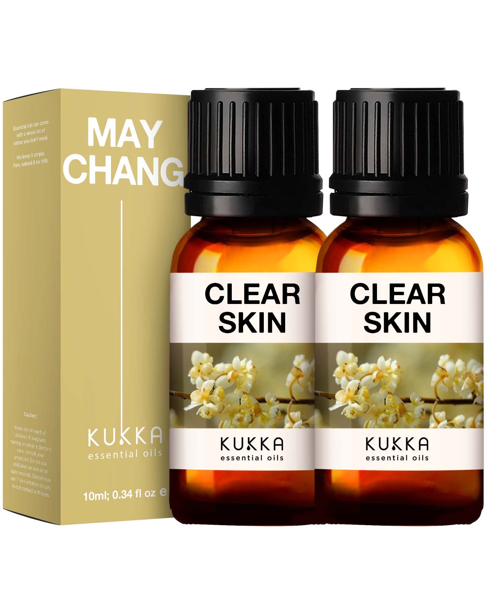 Kukka May Chang Essential Oil for Diffuser - Natural Aroma May Chang Oil for Skin, Soap Making, Fragrance, Herbaceous & Citrusy Scent (10ml x 2)