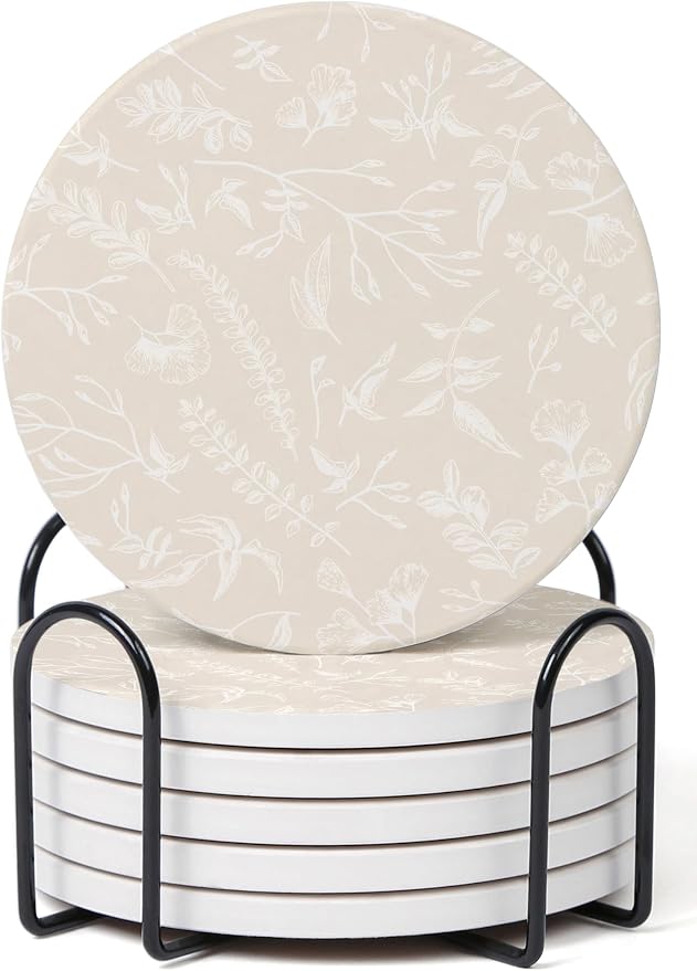 Set of 6 Coasters with Holder