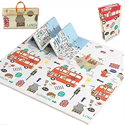 Tapete Térmico Tatame Emborrachado Infantil Atividades Dupla Face Dobrável Macio Impermeável Premium 8mm (Cidade: Lodon/Pista de Carros)