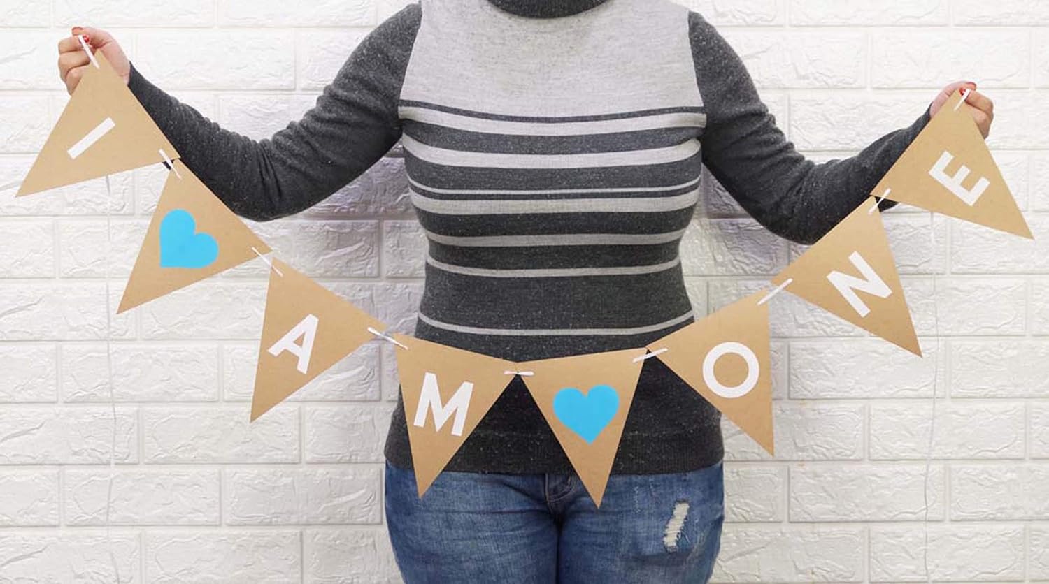 Inkdotpot Ready To Hang&nbsp;I Am One&nbsp;Rustic Kraft Birthday Pennant Bunting Pre Strung Birthday Decoration Bunting Banner Flags