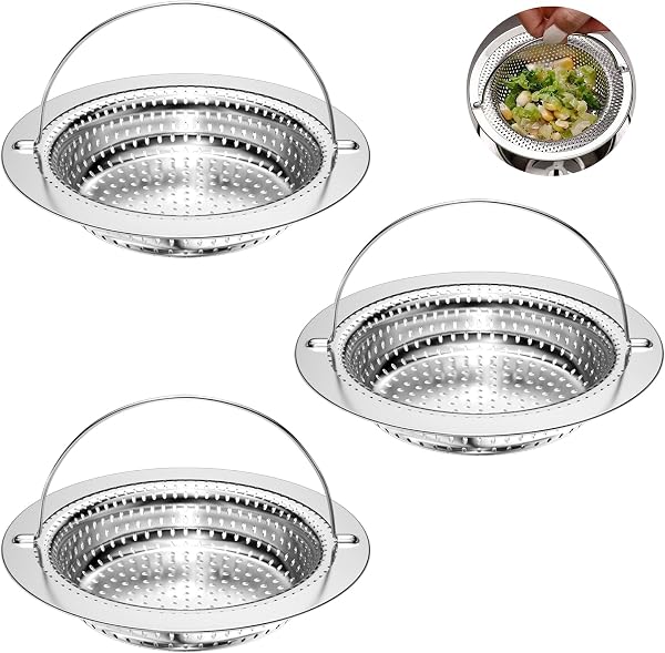 Newpop filtri lavello inox con manico, 3 pezzi