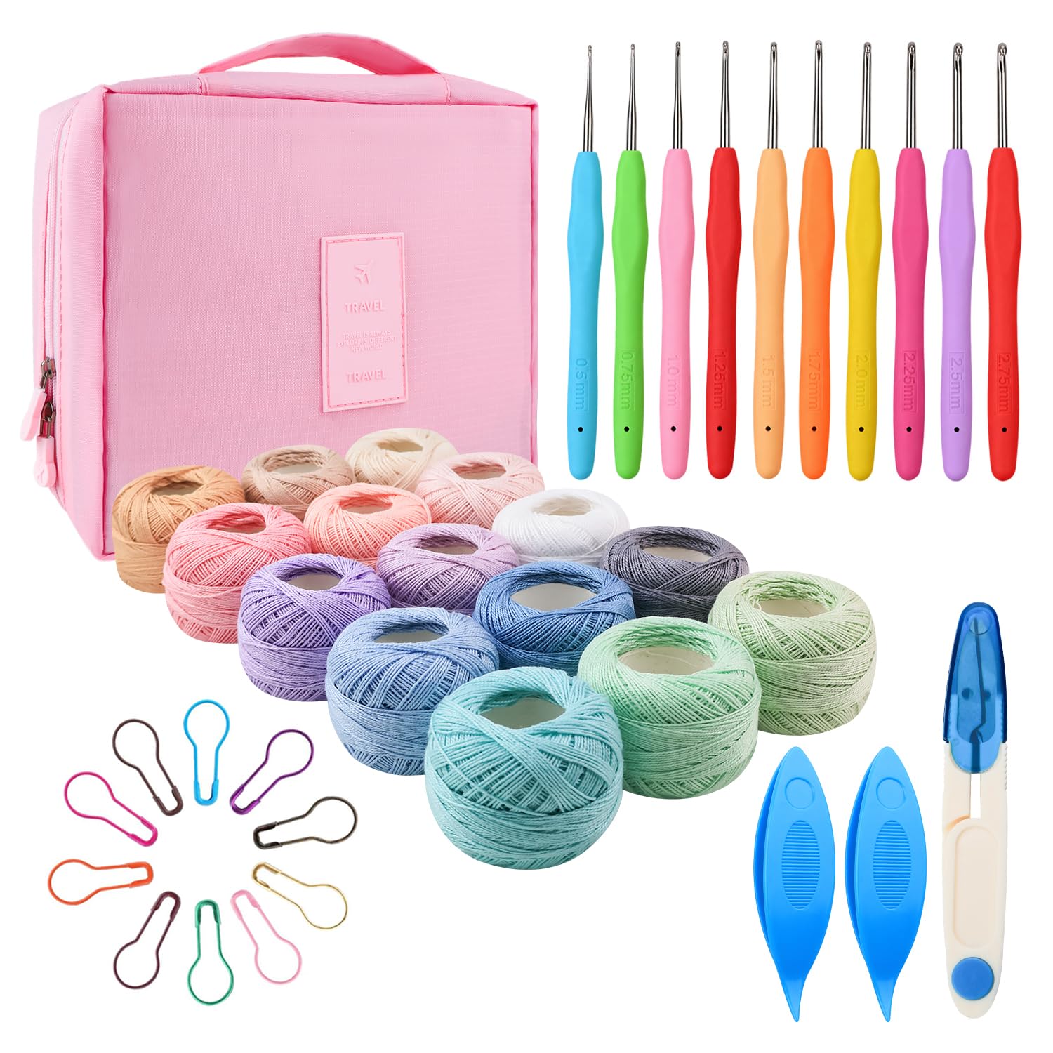 Lewhoo Crochet Kit: 15 Thread Balls & 10 Hooks -6
