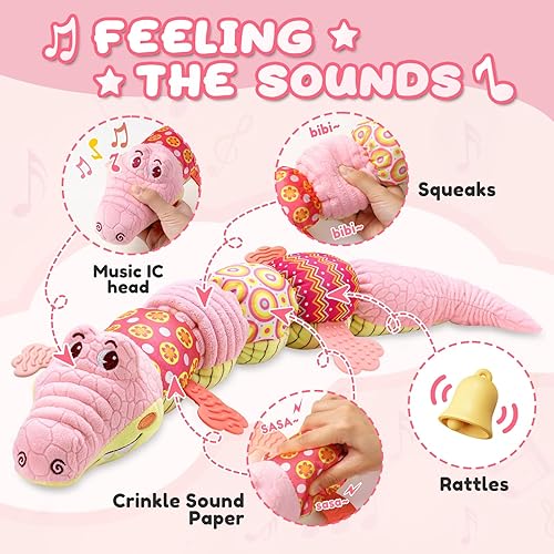 Miniatura 3 de Juguetes para bebés de 0 a 12 meses, juguetes musicales de peluche suaves con arrugado multisensorial, sonajero y texturas, juguetes para bebés con