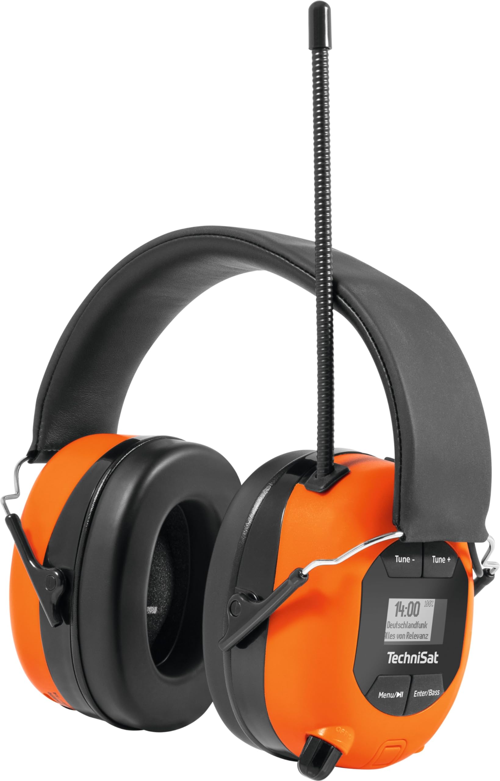 TechniSat STEREOMAN DAB+ OD – bezprzewodowe słuchawki stereo DAB+/FM Bluetooth (DAB+/FM, krótka antena, wbudowany mikrofon, ochrona słuchu, do użytku na zewnątrz)