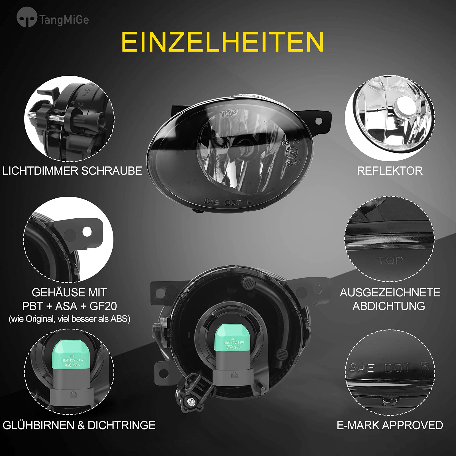 TangMiGe Luces antiniebla Compatible con Volkswagen VW Transporter/Multivan T5 09/2009-UP, HB4 12V 51W, 1 Par, Faros antiniebla, 1 Par (Ahumada Negra)