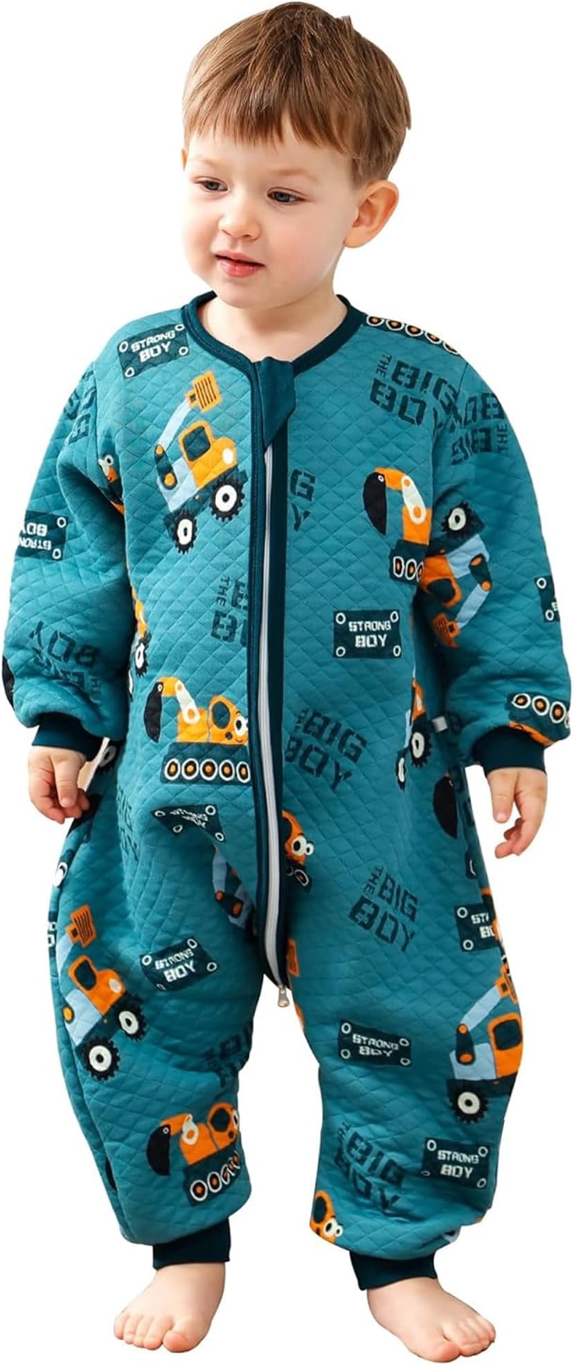 ZIGJOY Toddler Sleep Sack with Feet 1.5 Tog Sleeping Bag with Legs Wearable Blanket Toddler Cotton Footed Sleep Sack for Early Walkers, Excavator, 3T-4T, LargeOEKO-TEX STANDARD 100