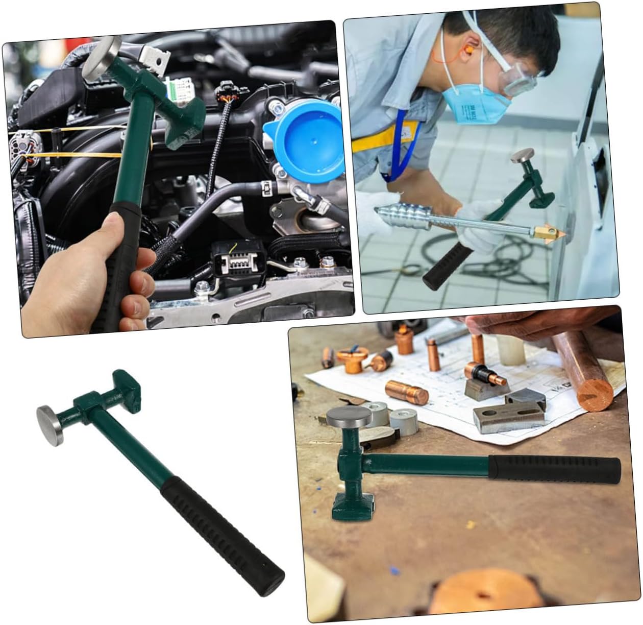 Ciieeo 2pcs Body Repair Hammer Steel Sheet Metal Tool for Automotive Use Auto Body Door Skin Mallet for Vehicle Panel Restoration and Dent Fixing