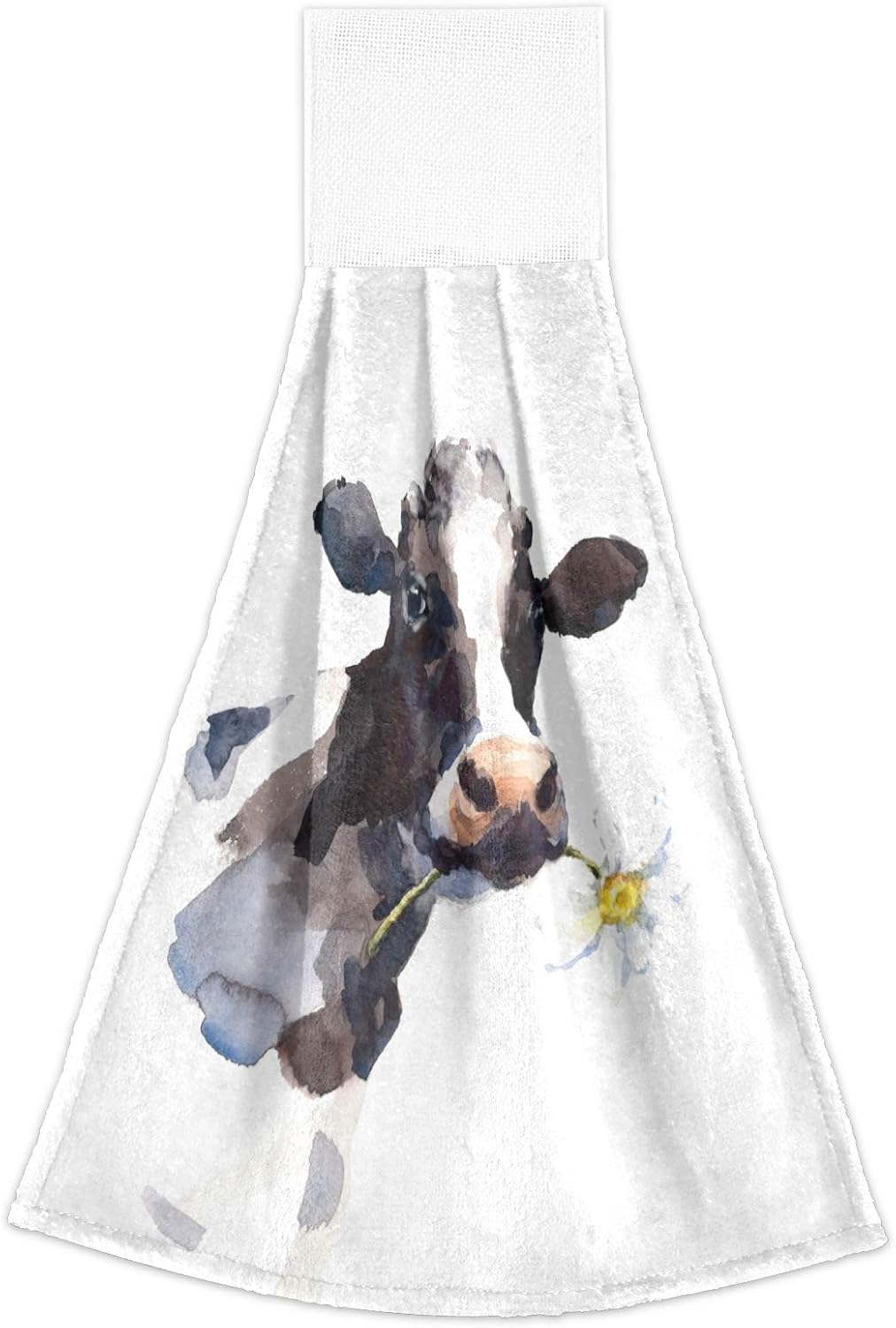 Boccsty Cow Daisy Flower in Its Mouth Farm Animal Portrait Hanging Kitchen Towels 2 Pieces Dish Cloth Tie Towels Hand Towel Tea Bar Towels for Bathroom Farmhouse Home - Image 3