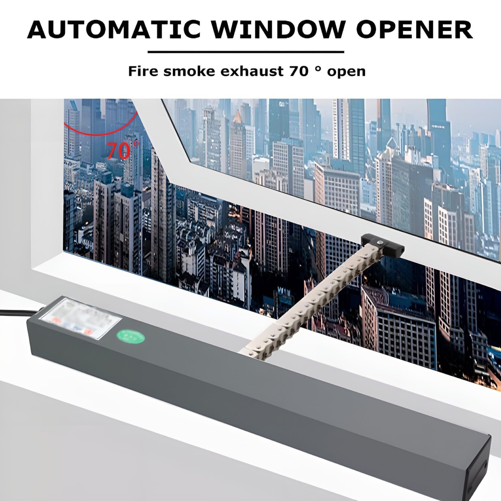 Aut Ouvre-fenêtre électrique Smart Chain PE Opener avec télécommande course réglable 200-1000 mm Idéal pour la maison et le bureau Lanterne et évents de toit Installation facile