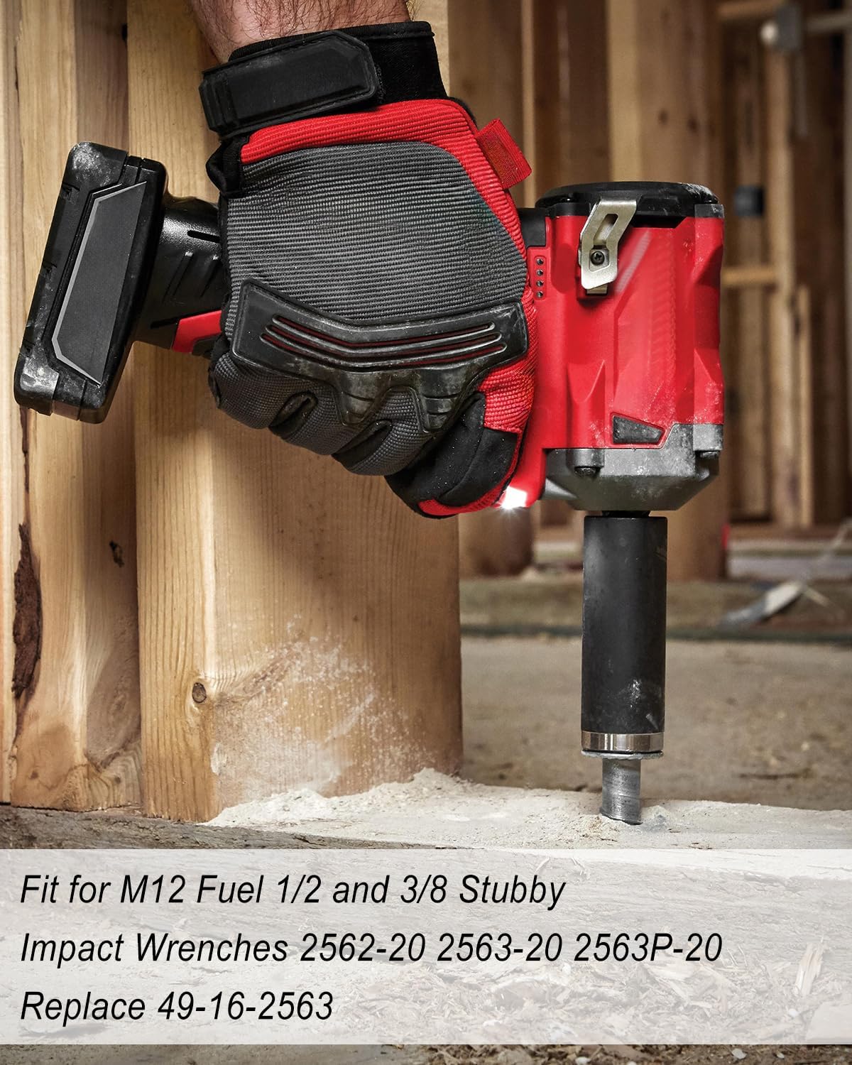 ULZOZN Impact Driver Protective Boot Replace 49-16-2563 Fit for Milwaukee Fuel M12 3/8" & 1/2" Stubby Impact Wrench 2562-20 2563-20 2563P-20, Black Rubber