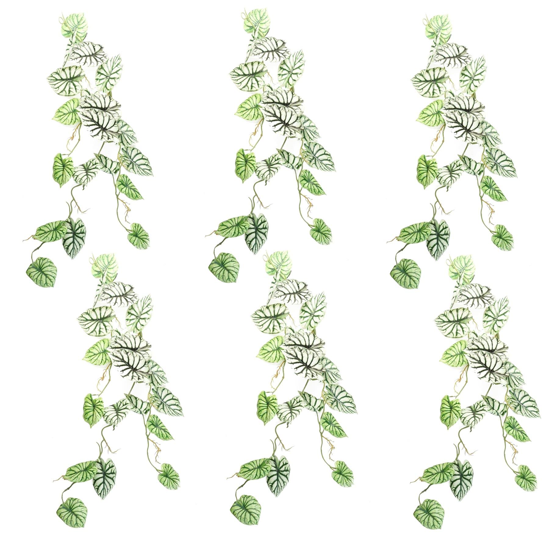 Leaf 6 x 120cm Artificial Trailing Plant Alocasia Dragon Scale - Green
