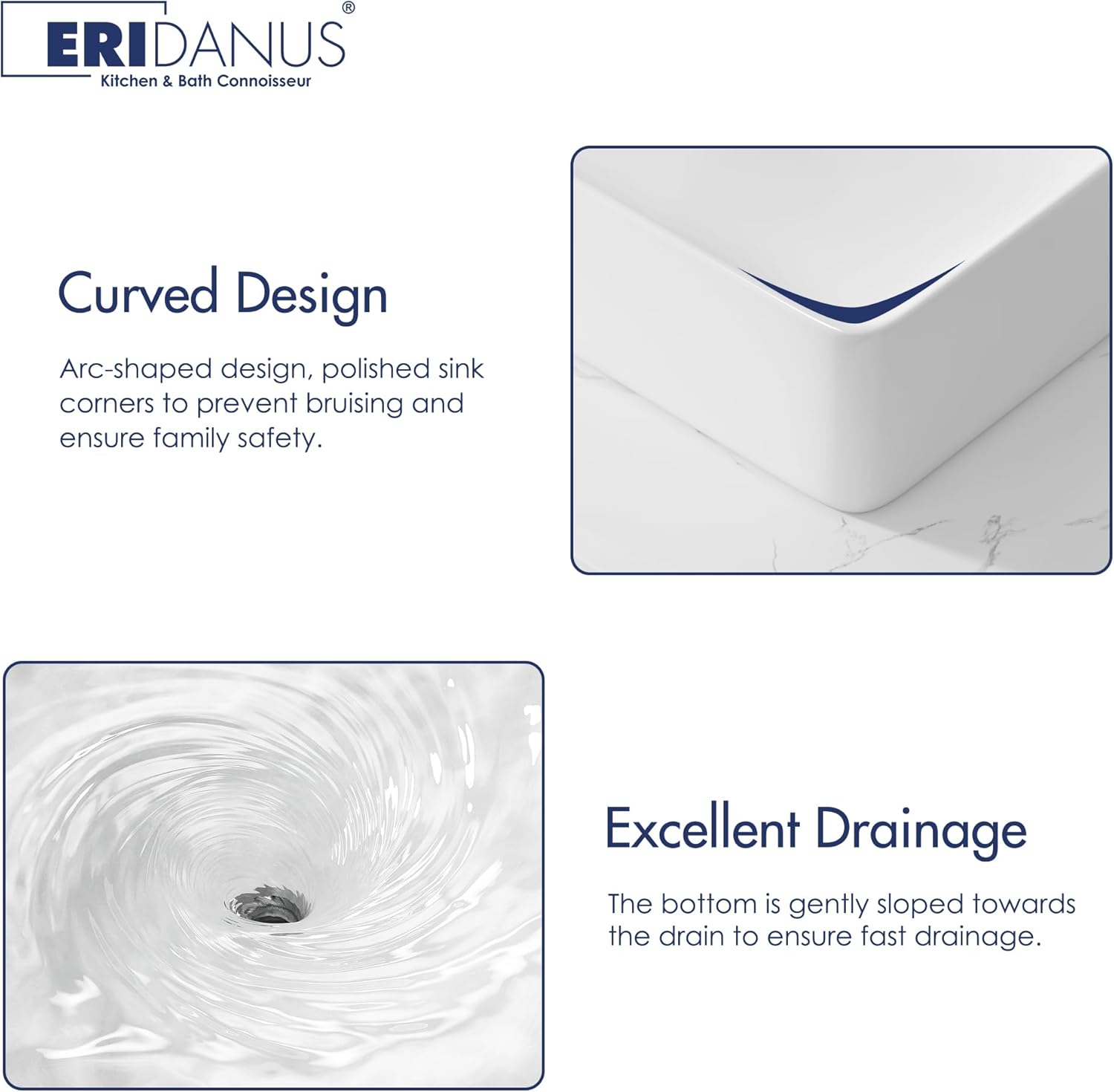 Bathroom Vessel Sink, Eridanus 32" x 16" Rectangular Ceramic Wall Mount Sink Countertop Vanity Basin, White Porcelain Art Basin Modern Trough Above Counter Bowl with Overflow