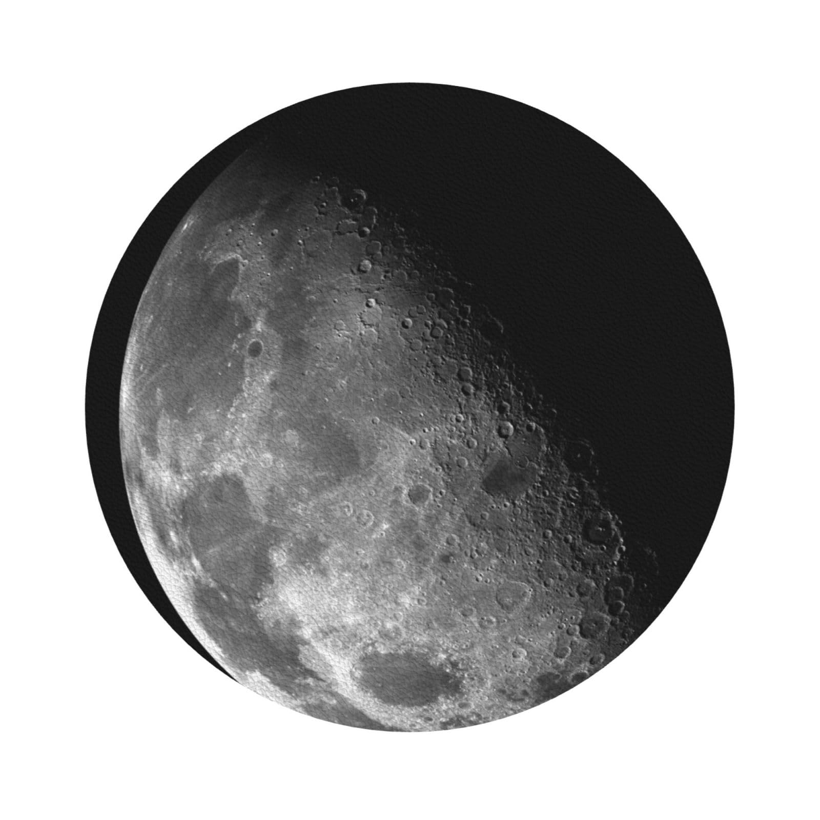Black Background Moon PU Leather Coasters Set of 6 Round Drink Coasters