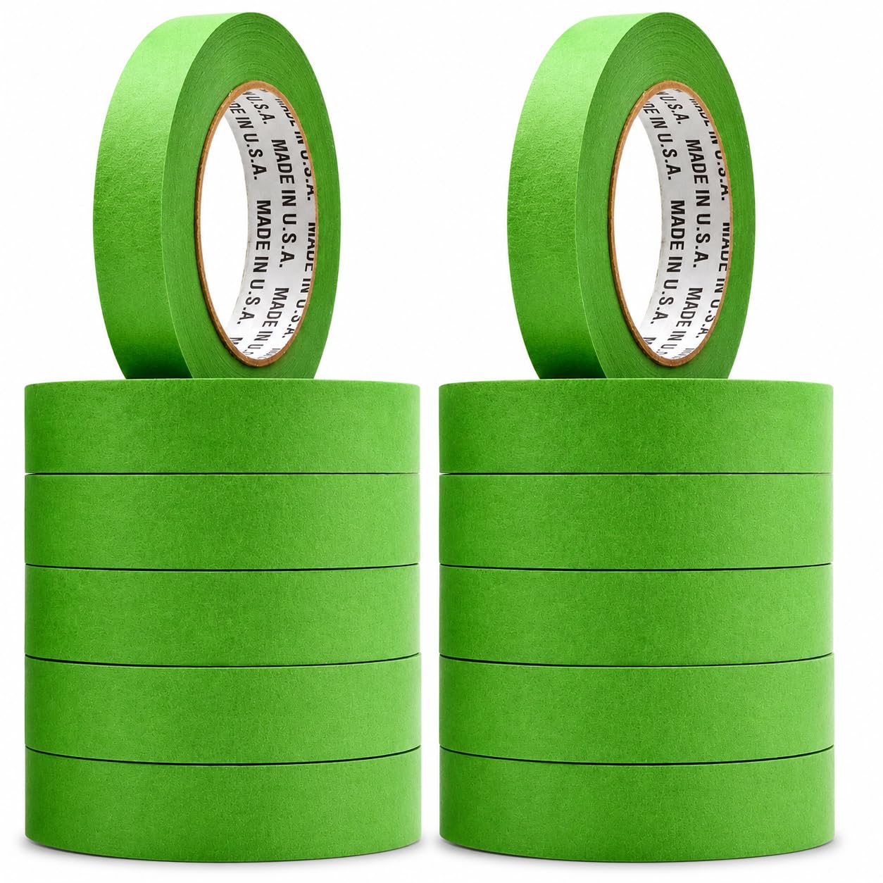 WOD PMT22G Multi-Surface Green Painter’s Tape – 3" x 60 yds. (4 Pack) Thick & Wide Masking Tape for Floors, Ceilings, Edge Finishing, Labeling, and Remodeling with Clean Removal