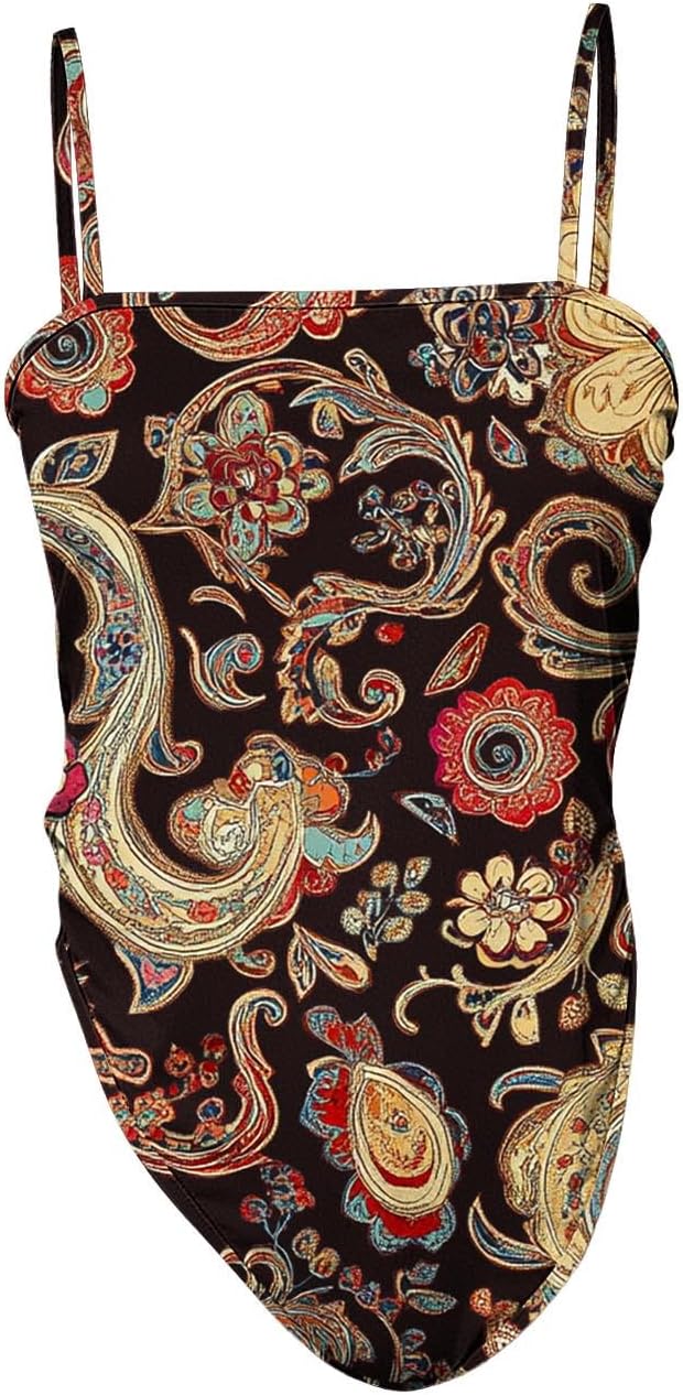 Boho Tank Tops for Women Floral Print Hanky Hem Summer Camisole Spaghetti Strap Sleeveless Loose Casual Beach Cami Top