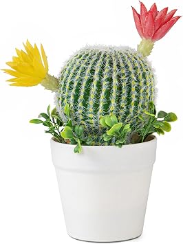 BDUSXYZ 7.7 Inch Mini Artificial Cactus - Faux Cactus Flowering Cactus, Fake Succulent Plant Decor for Home Office