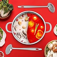 Vista 7 de Olla caliente Shabu Shabu de doble sabor con divisor y cucharón de sopa, olla Shabu Shabu Shabu de acero inoxidable 304, olla caliente de doble cara