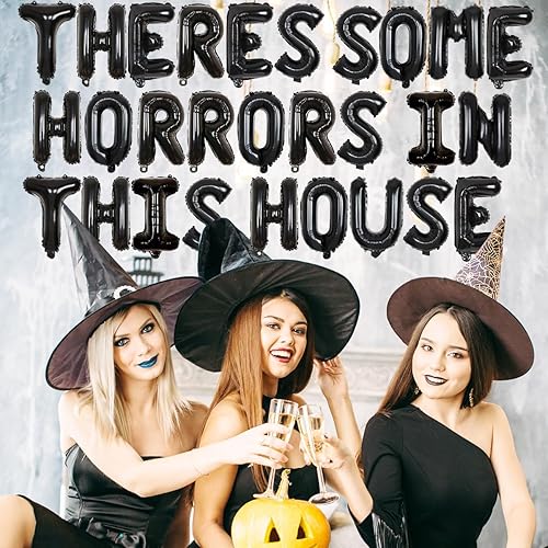 Miniatura 2 de Globos de pancarta con texto en inglés "There Some Horrors In This House", suministros de decoración de fiesta de despedida de soltera de Halloween