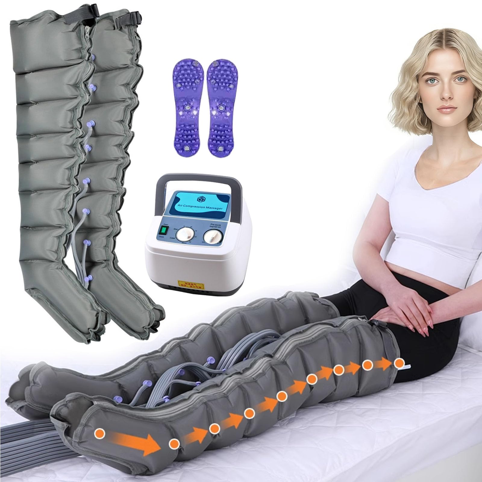 Presoterapia Para Casa Abdomen Y Piernas, 8 Cámaras Botas De Presoterapia Piernas Y Abdomen Brazos, Maquina Presoterapia En Casa Profesional Masajeador Pies Cansadas Circulacion Drenaje Linfatico