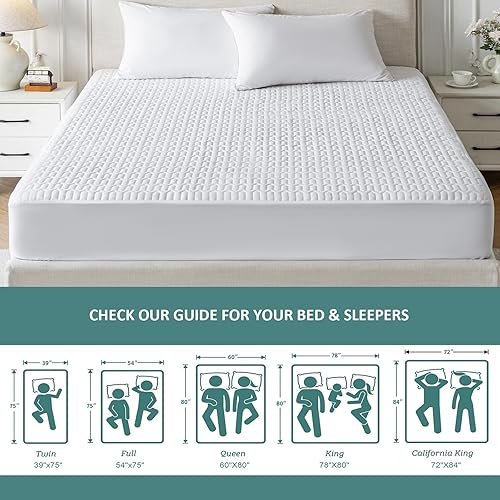 Miniatura 8 de Protector de colchón impermeable tamaño King, funda de colchón con bolsillo profundo ajustable de hasta 6 a 18 pulgadas de profundidad, funda de