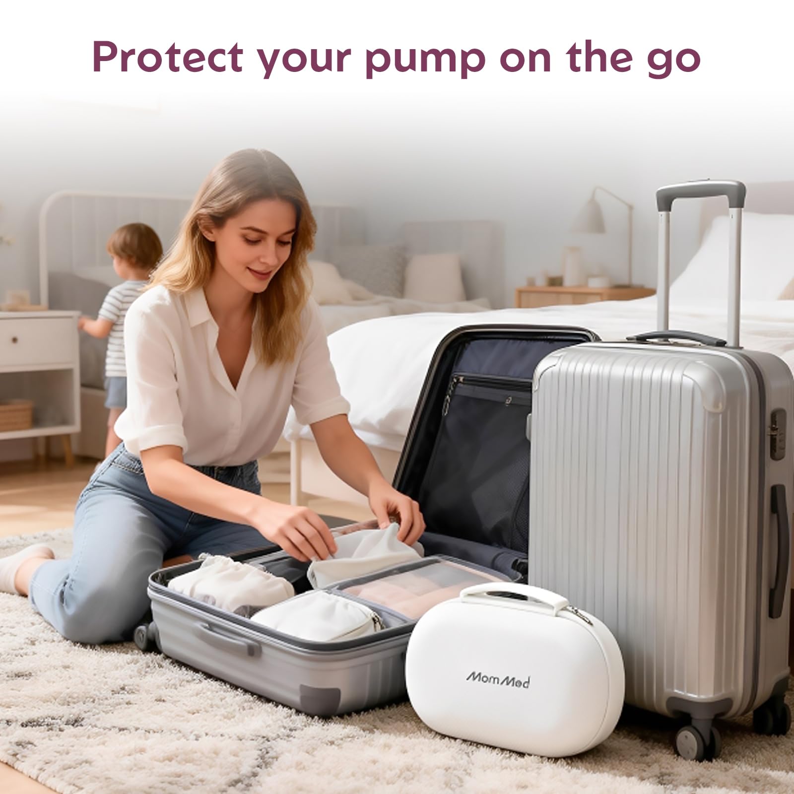 MOMMED Borsa per Tiralatte Indossabile, Custodia Rigida con Vassoio Impermeabile Rimovibile, Compatibile con Momcozy/Nuliie/Medela/Eufy/Paruu, Contiene 2 Tiralatte