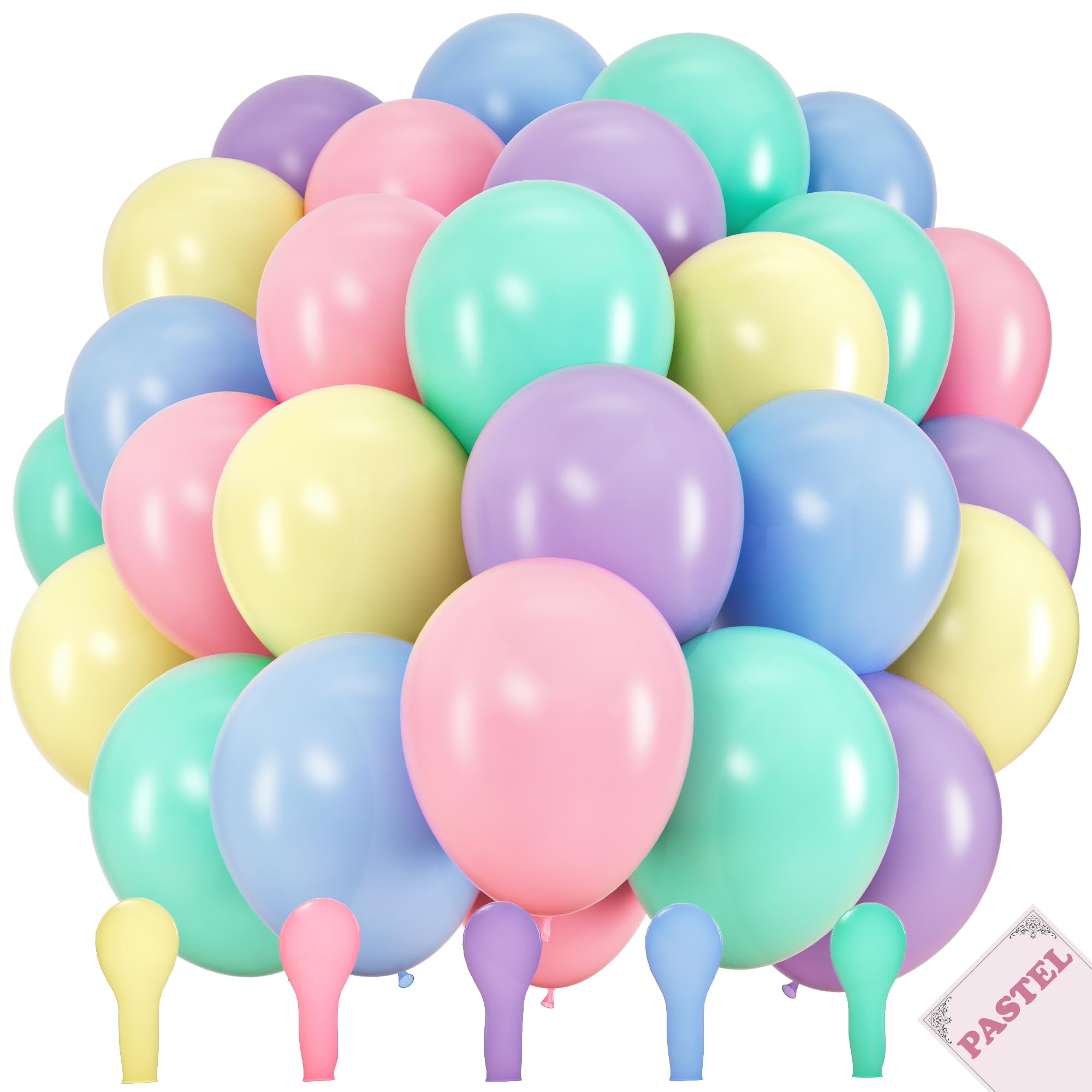 200 Small Pastel Balloons for Parties – 5 Inch Balloons Bulk Pack – Mini Assorted Blue, Light Purple, Yellow, Mint Green and Pastel Pink for Unicorn,
