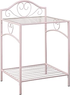Coaster Home Furnishings Massi 1-Shelf Glass Top Powder Pink Nightstand