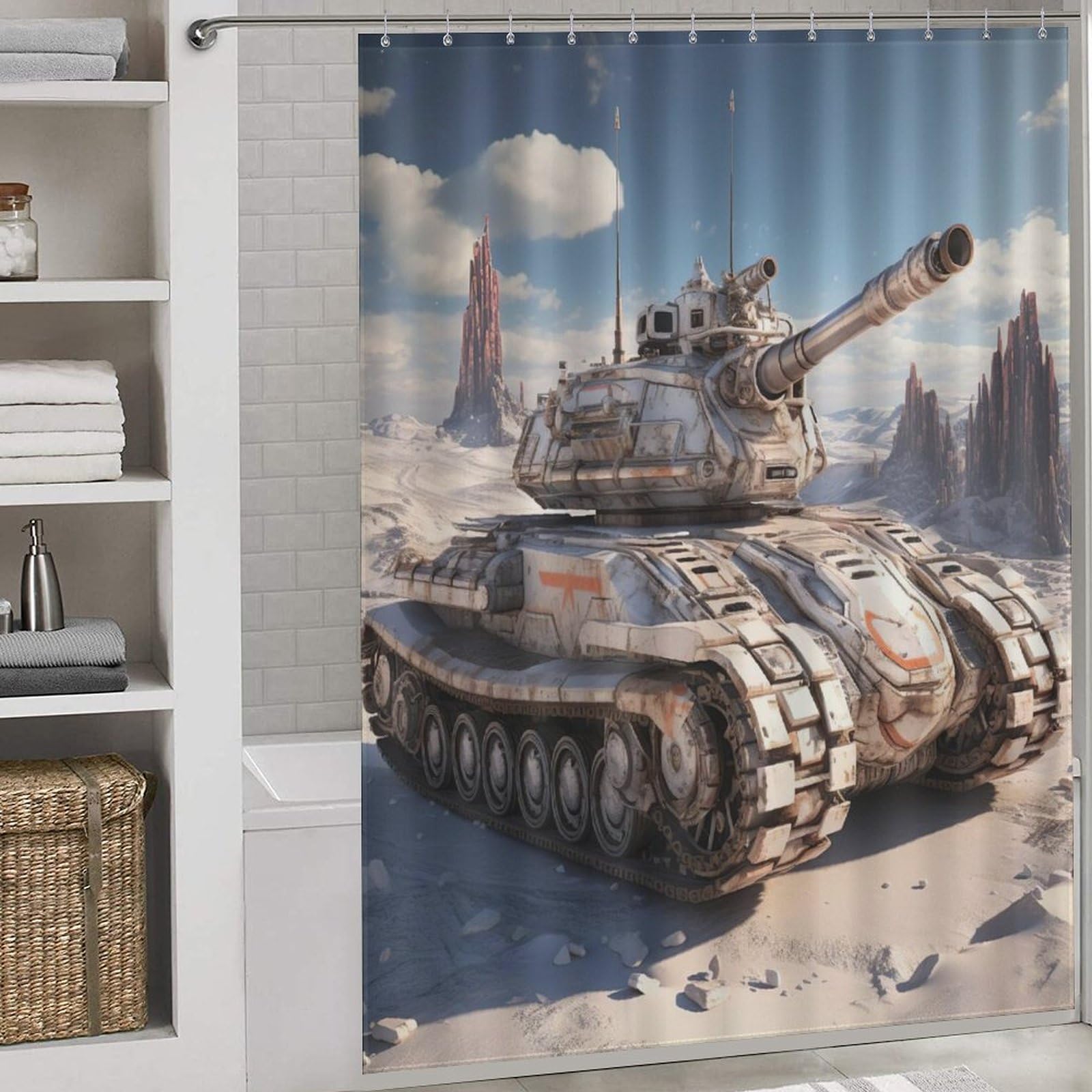 Rideaux salle de bain 168x183 en polyester pour douche familiale