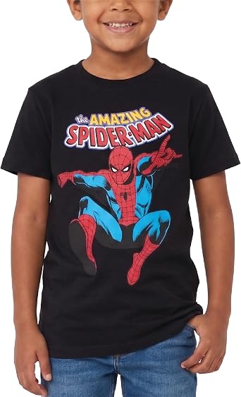 Marvel Boys Shirts Spiderman Avengers Hulk Iron Man Graphic Tees for Boys