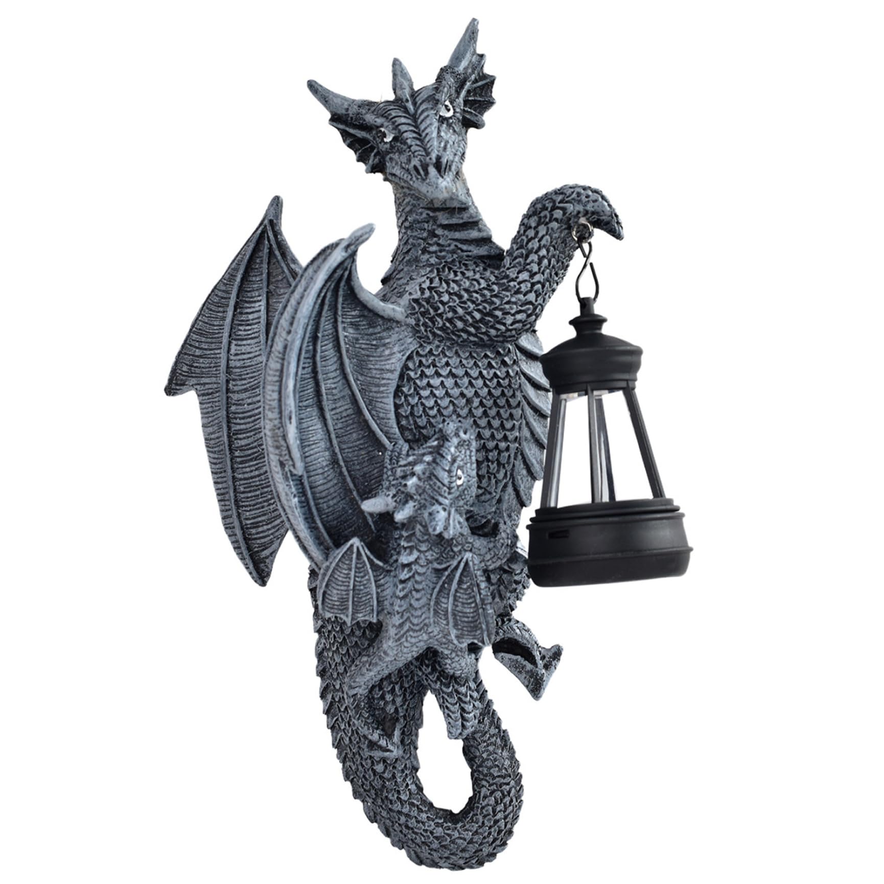 Statue de jardin solaire dragon étanche avec lanterne pour décoration de balcon