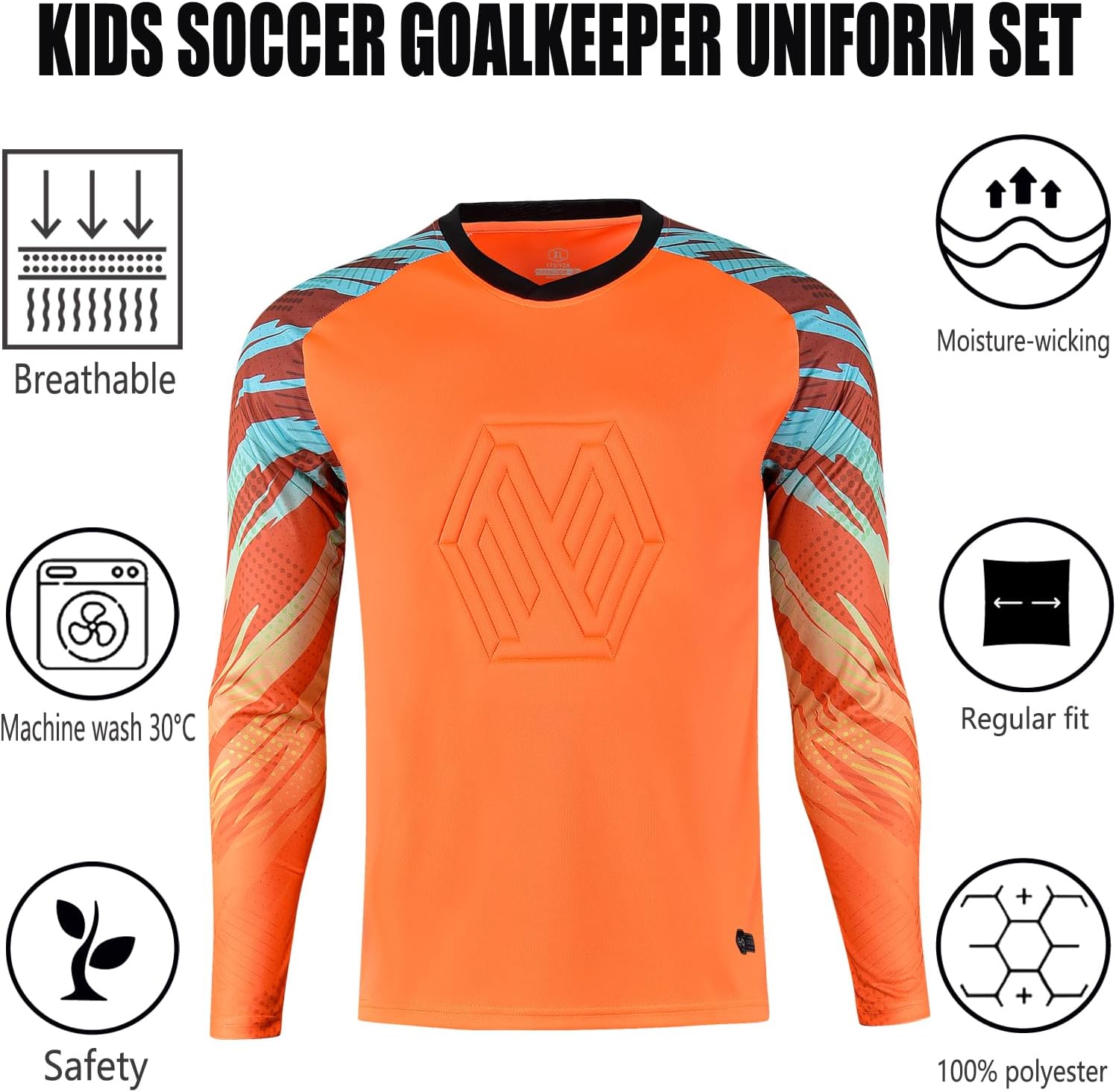 Soccer Goalie Jersey and Shorts Set for Boys,Long Sleeve Goalie Uniform Kit for Kids and Youth - Image 4