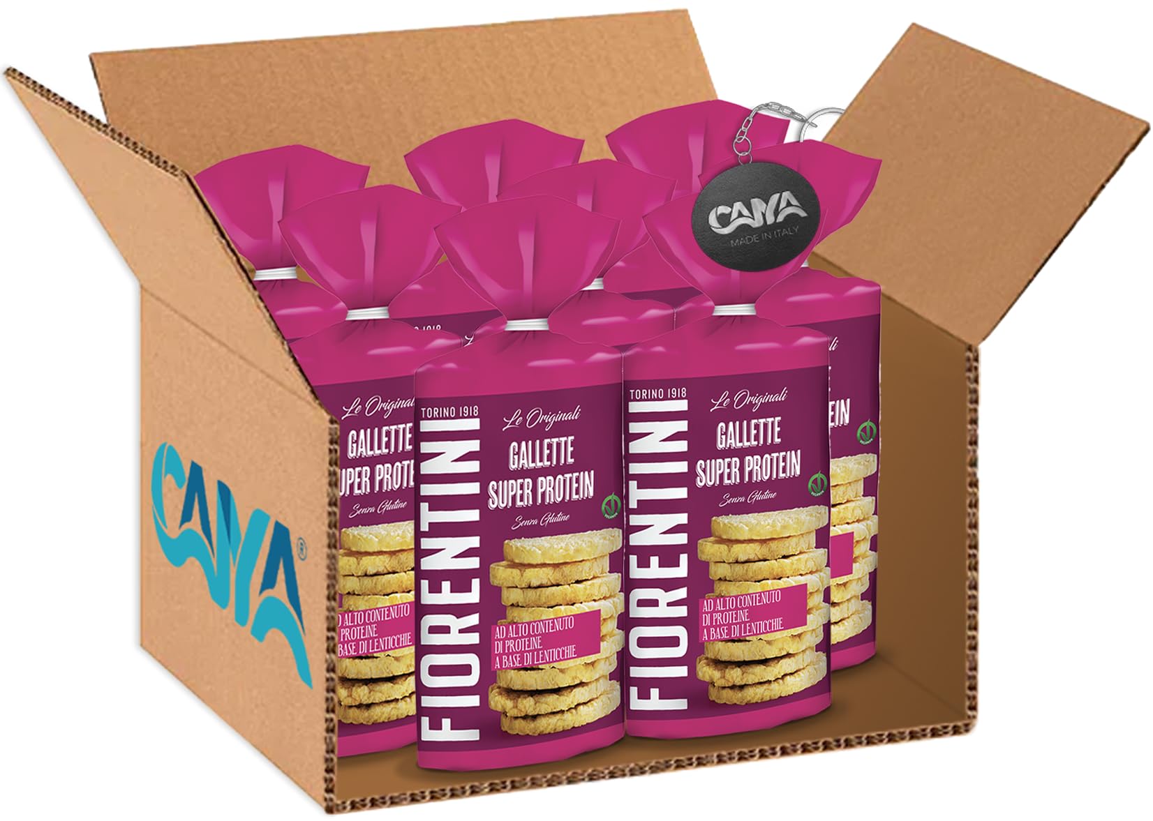 Fiorentini Gallette Super Protein con Lenticchie Rosse, Fecola di Patate e Sale Marino (Senza Glutine) 120g [CAIYA® BOX da 8 Confezioni]
