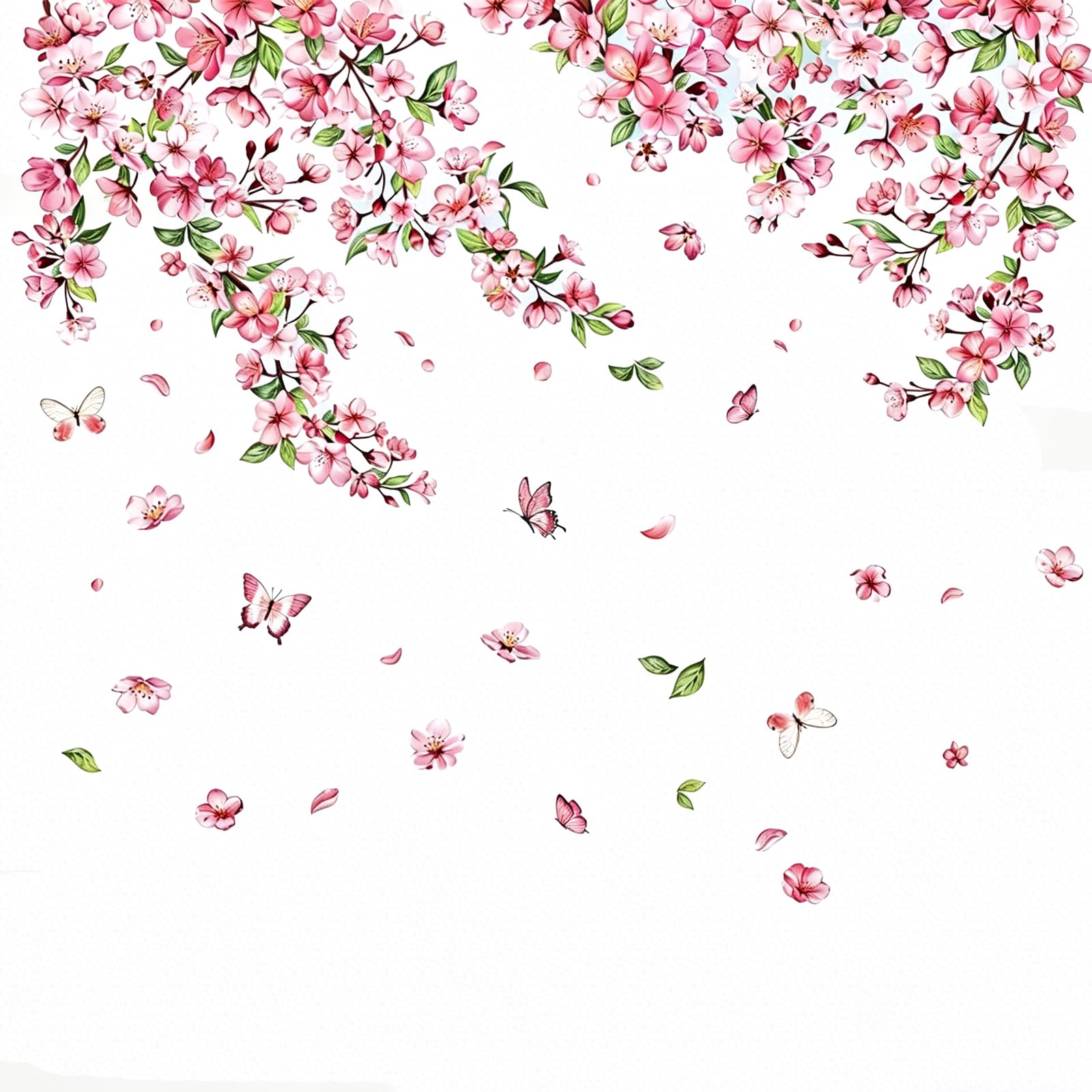Shankou Colorful Japanese Cherry Blossom Window Stickers - Double Sided Static Cling Wall Decals For Home Decor, Elegant Floral Window Clings For Living Room & Bedroom