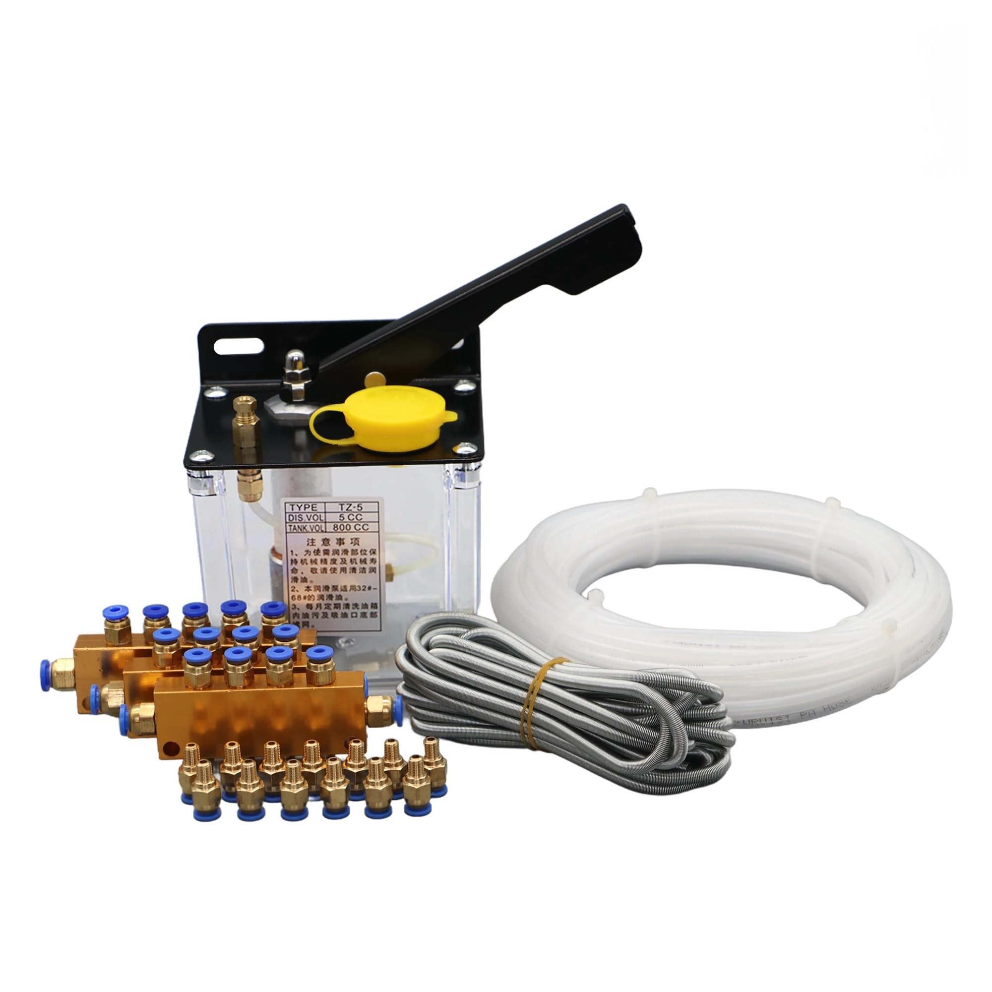 CNC-Handschmierpumpen-Set, Auslass, 4 mm, 6 mm, Handdruckölpumpe for CNC-Drehmaschinen, Fräsmaschinen(20m 4mm plastic tube)