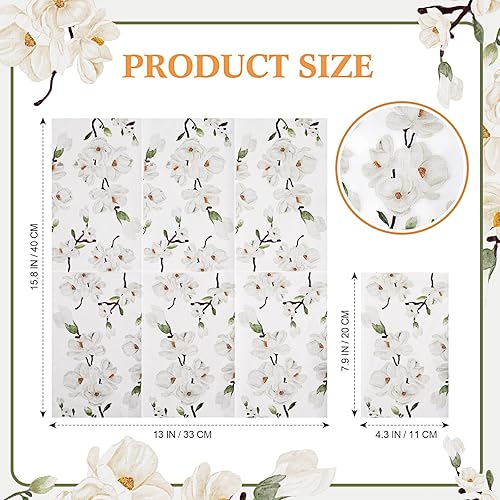 Miniatura 2 de Outus 100 servilletas de mano desechables con diseño floral de magnolia blanca de 3 capas de flores de primavera, para baño, servilletas de papel