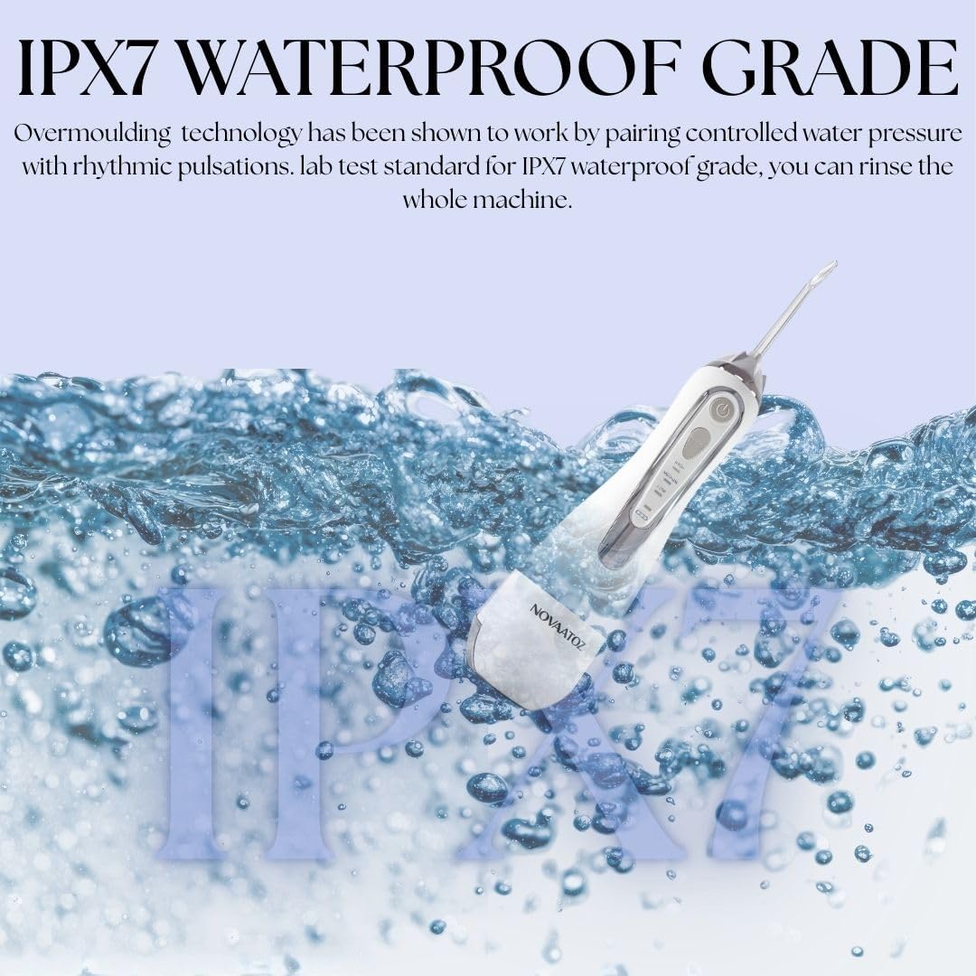 HydroPro Cordless Water Flosser for Teeth & Gums | Portable Rechargeable Oral Irrigator | Waterproof Dental Cleaner for Braces & Deep Cleaning | Travel Friendly (White)