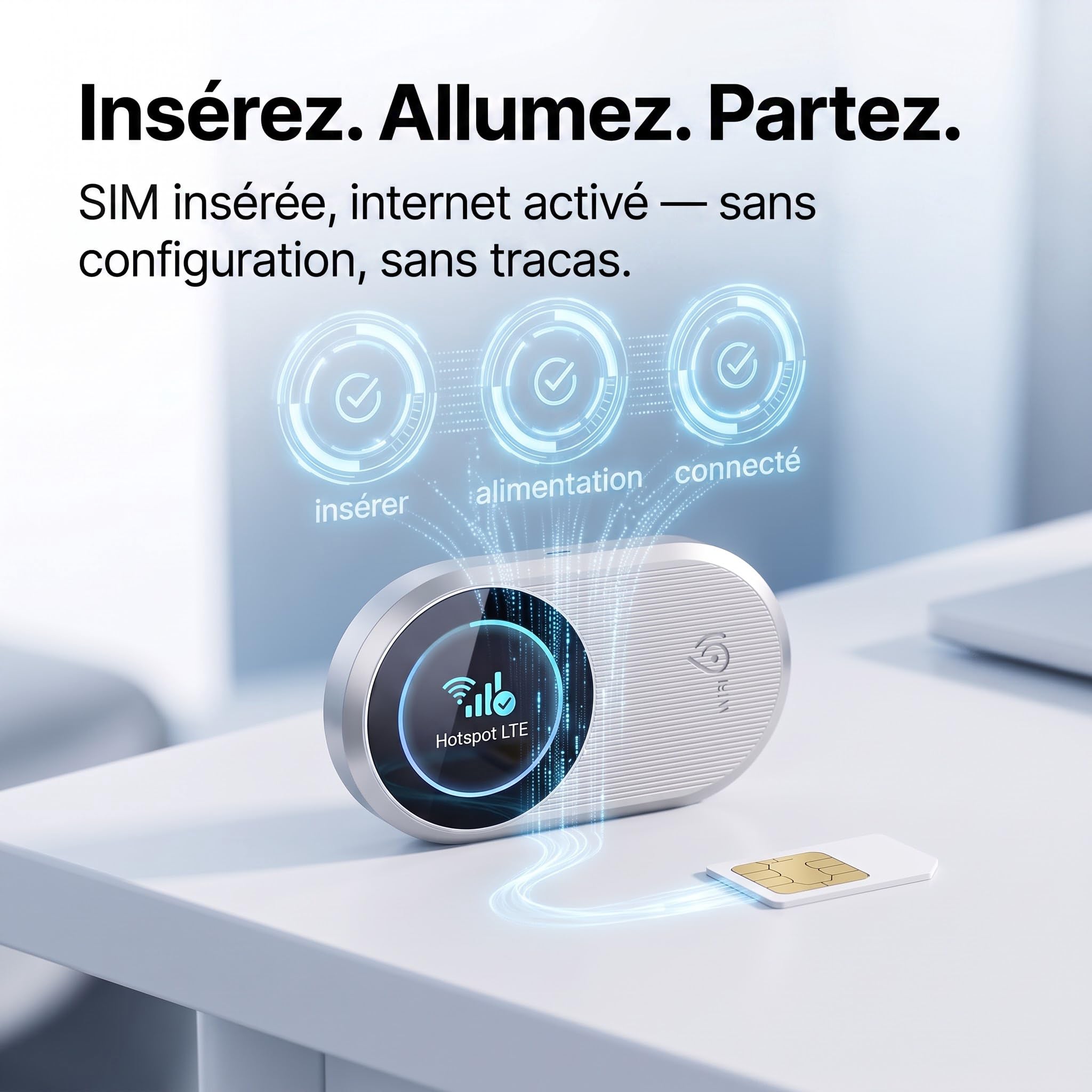 Routeur 5G Portable WiFi 6 Double Bande,Hotspot Déverrouillé Slot Carte SIM