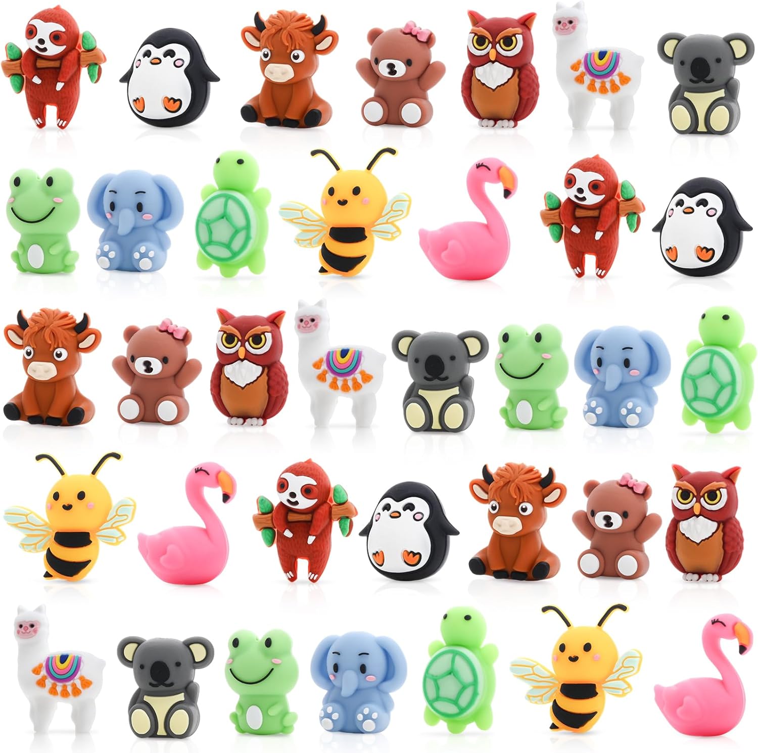 36Pcs 3D Animal Silicone Focal Beads for Pens,Beaded Pen Supplies,Focal Beads Bulk for Making Keychain Handmade Crafts
