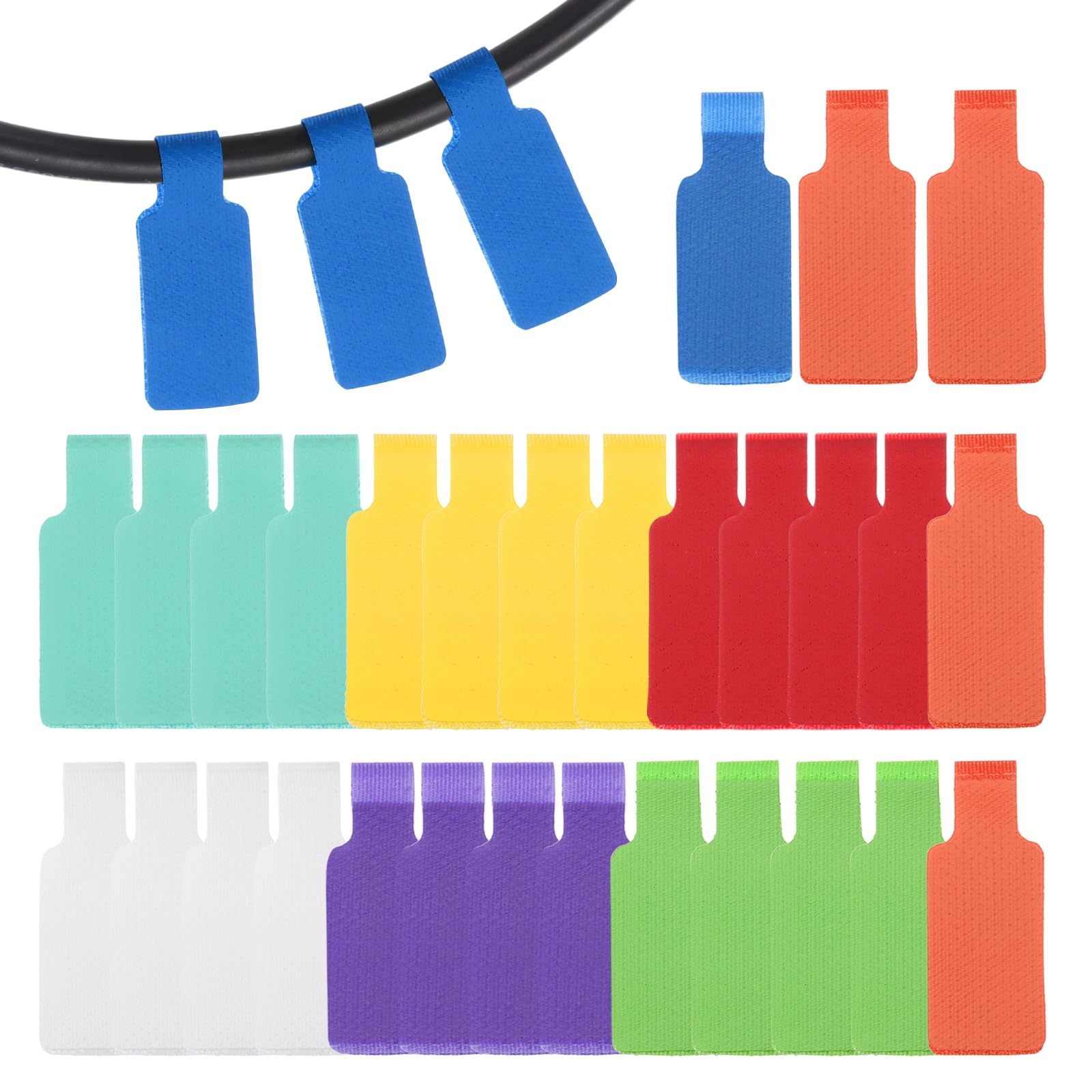 PATIKIL 32Pcs Cable Labels Tags, 1.8" Write on Wire Tags Cord Labels Hook Loop Rectangle Cable Ties for Electronics Organize Wire Classify Identification Management, Multicolor