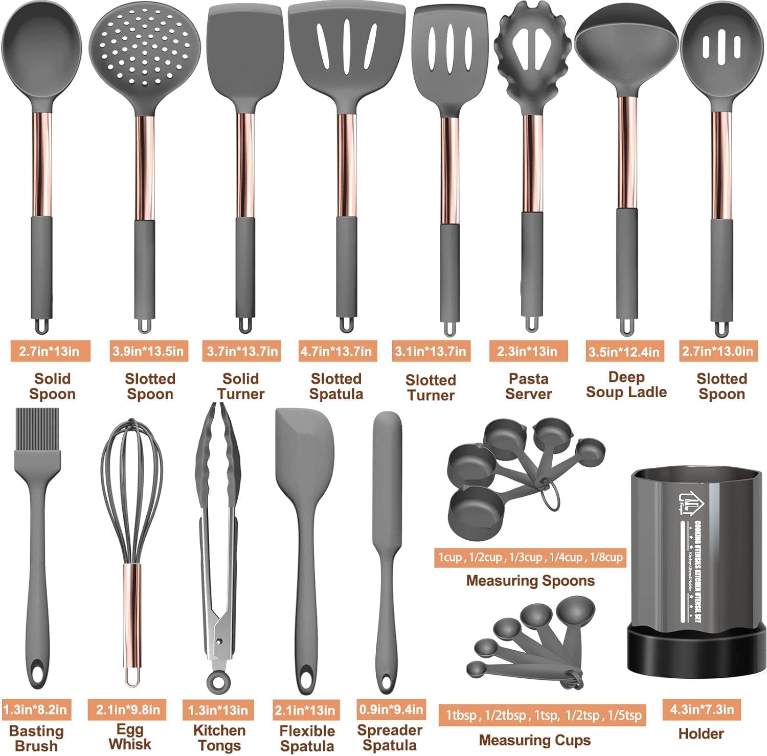 Set Di 24 Utensili Da Cucina In Silicone Con Manico In Legno, Resistenti Al Calore, Antiaderenti, Con Ganci A S, Lavabili In Lavastoviglie - 2