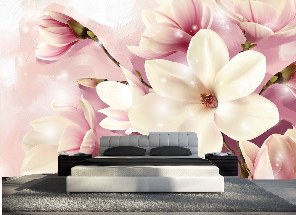 Papier peint 3D trompe l'oeil fleur pour créer un cocon de nature dans la chambre