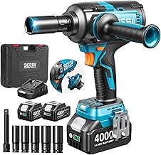 Seesii 1/2" Cordless Impact Wrench 1200N·m (885Ft-lbs), 1/2" Powerful Impact Driver 21V with Detachable Handle & 2 x 4.0Ah Batteries, [2025 Upgraded Version] for Car/Pickup/Mower