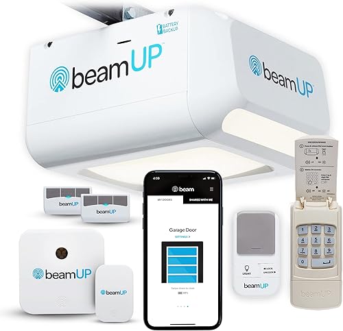 beamUP Volta BU850 - Abridor de puerta de garaje con batería de respaldo abridor de garaje inteligente para el hogar habilitado para Alexa sensores