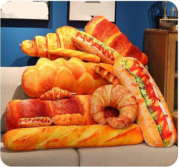 Hot Dog Plush, Cuddly Soft Toast Stuffed Hugging Pillow Bread Plushies Toy Funny Food Dolls (Baguette,40cm/15.7in)
