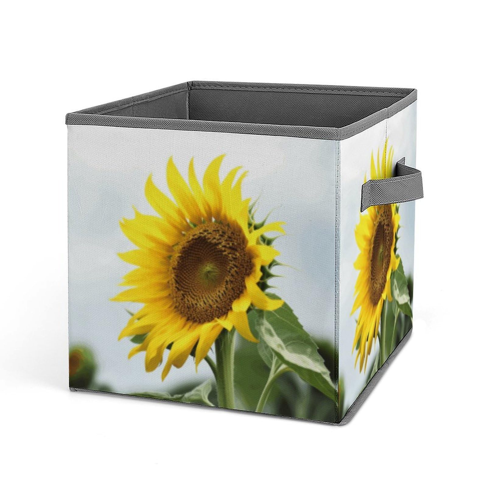 VstaDank Bloom Sunflower Storage Bin Collapsible Storage Cubes Organizer Oxford Cloth Storage Box with Dual Handles Large Stackable Closet Storage Bins for Sheets Hat Sweater