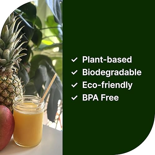 Miniatura 5 de 100 popotes biodegradables desechables de alta calidad, 8.25 pulgadas de largo, hechos de bagazo de caña de azúcar, ideal para bebidas frías y