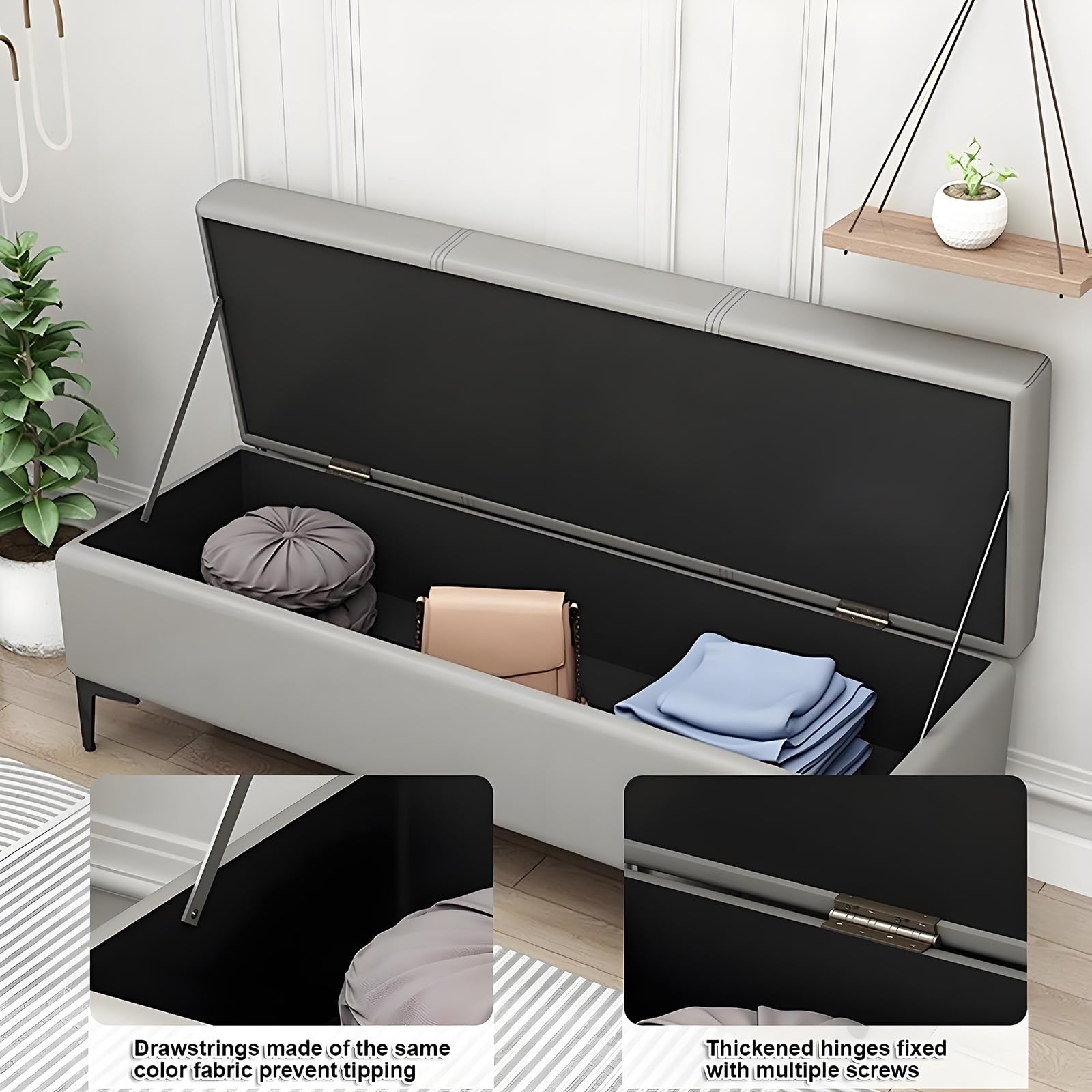 Sitzbank, Sitzbank Mit Stauraum, Sitzbank Mit Stauraum Für Schlafzimmer, Ottomanische Bank Mit Stauraum, Gepolsterte Sitzbank Mit Stauraum Und Sitzgelegenheit Für Schlafzimmer, Wohnzimmer.(Light gray,