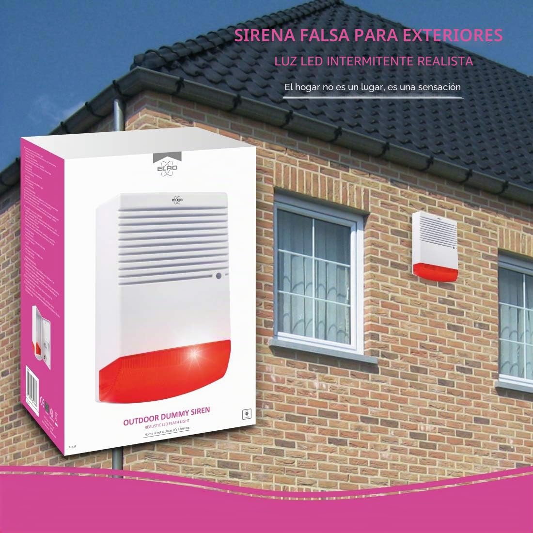 ELRO ADS1F Sirena de Alarma ficticia - con luz LED Intermitente