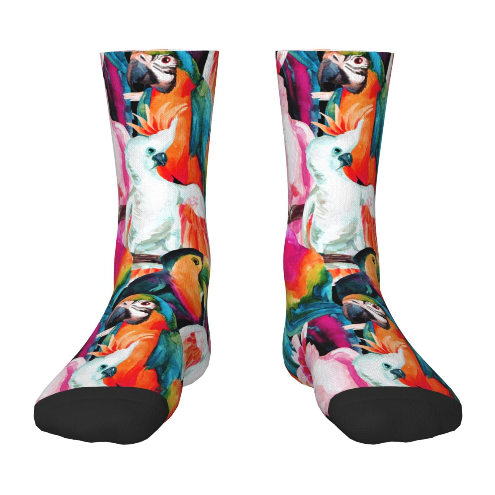 JIUFOTK Crew Socks For Kids Parrots Bird Natural Rainbow Tropical - Ankle Socks For Boys & Girls, Breathable Crew Dress Socks